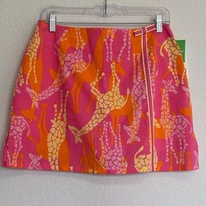 Lilly Pulitzer Pink Bella Giraffe Lenore Skirt w/ Built in Short & White Label